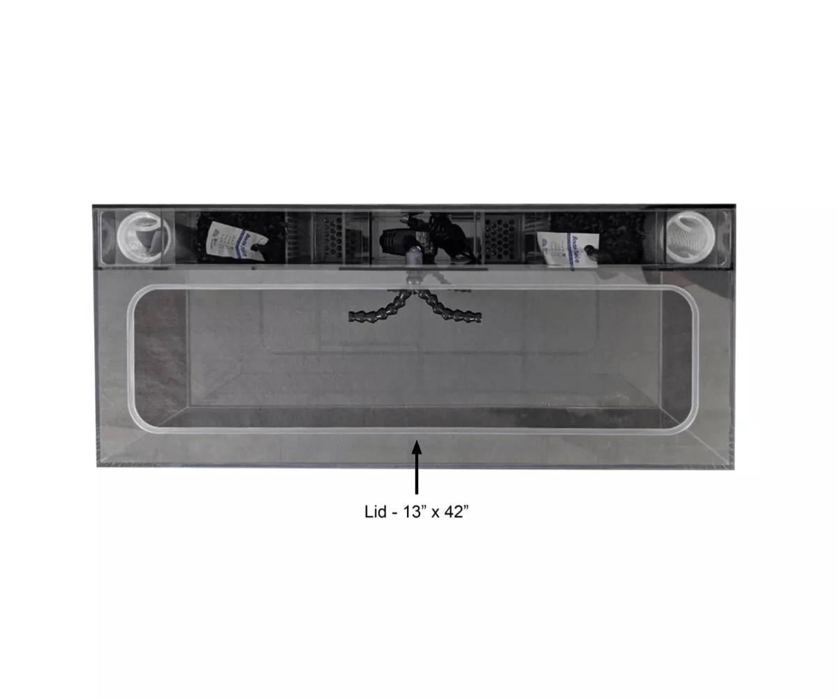 56 Gallon AIO Acrylic Aquarium by LiquidArt top view with dimensions