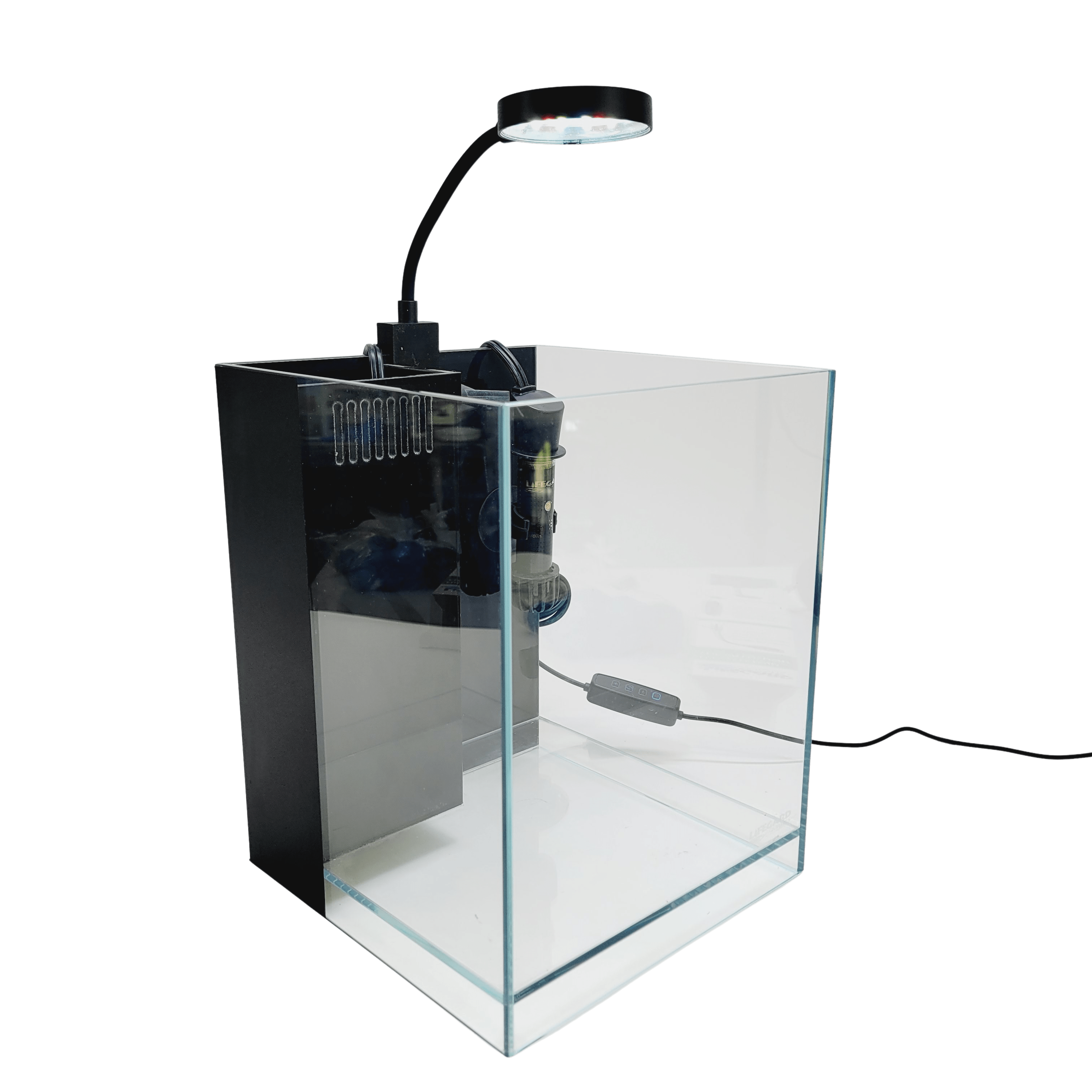 5 Gallon All in One Aquarium Kit by Lifegard Aquatics side view with kit