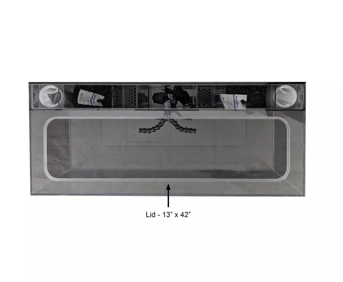 75 Gallon AIO Acrylic Aquarium by LiquidArt top view hole dimensions on lid