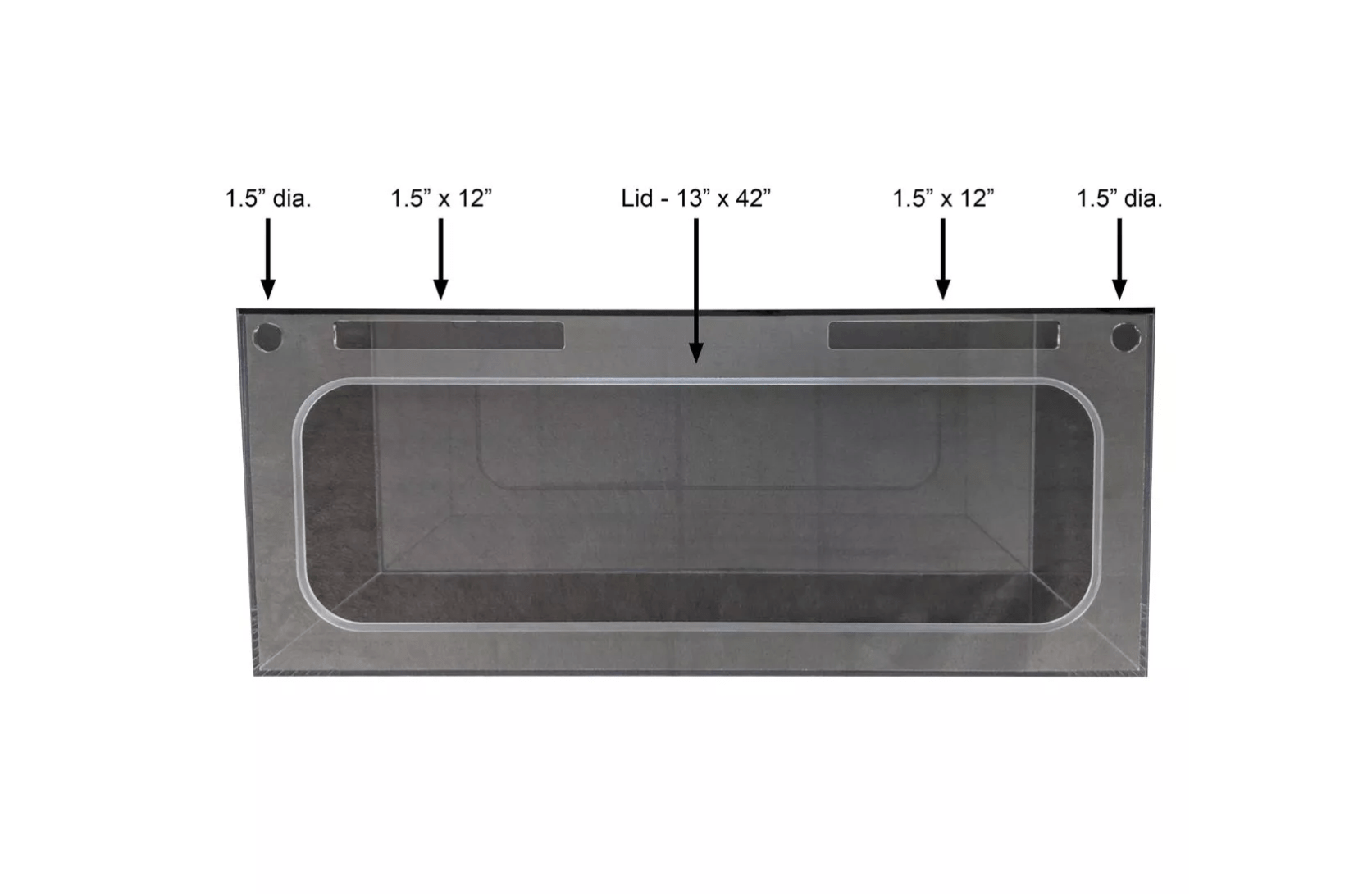 75 Gallon Acrylic Freshwater Aquarium by LiquidArt top view glass holes dimensions