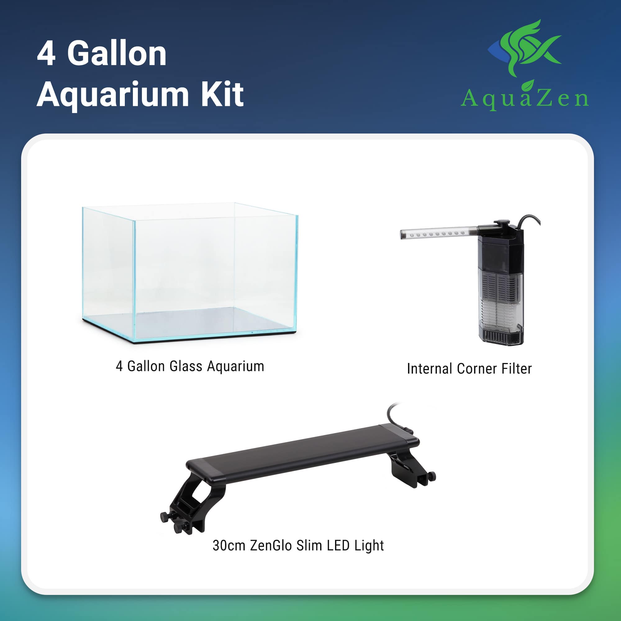 JBJ 4 Gallon Rimless Aquarium Kit what comes inside?