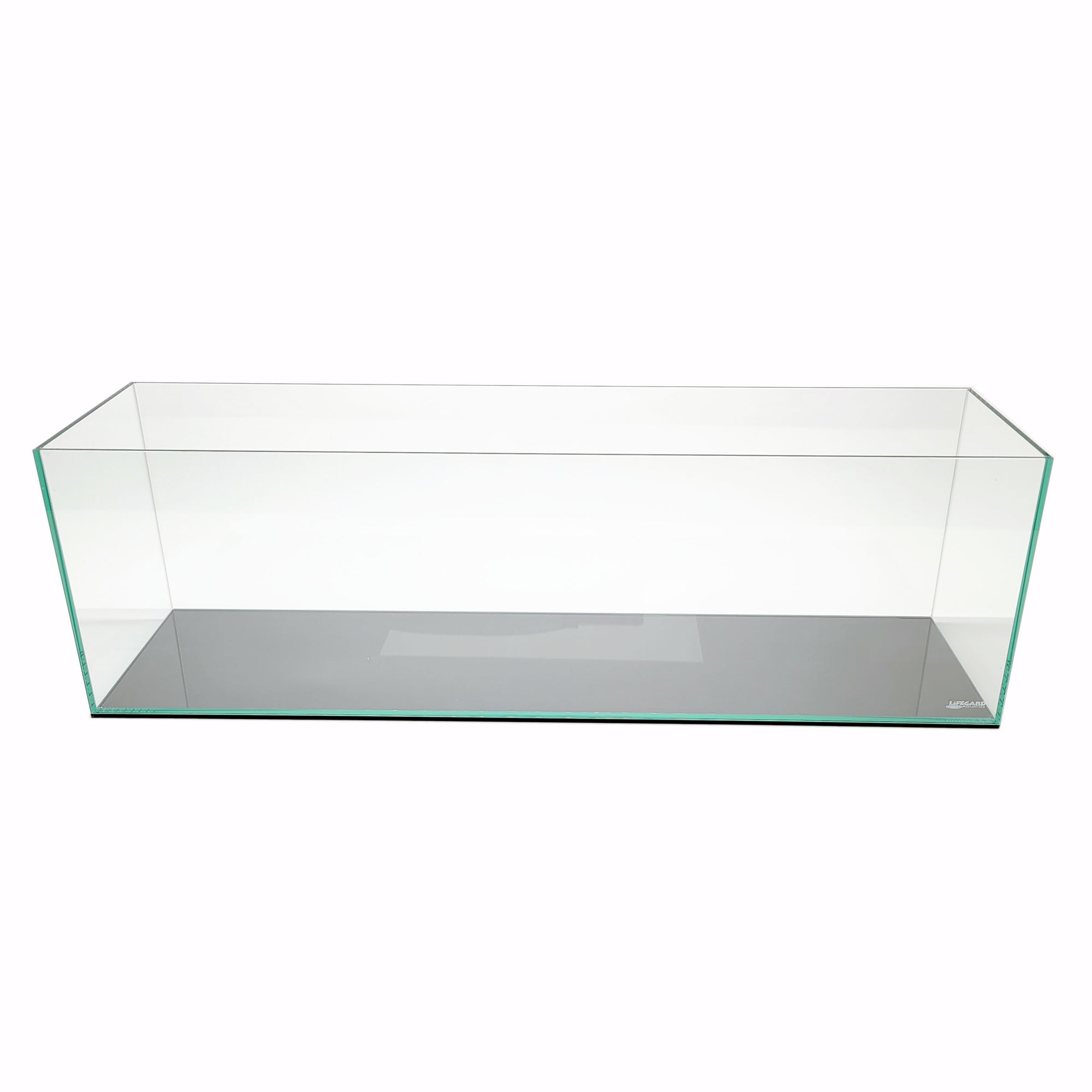 16 gallon empty rimless aquarium from a straight view