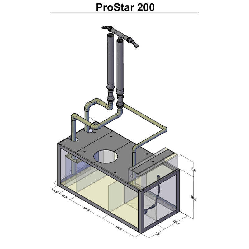 ProStar 200 Rimless V2 Aquarium with Stand plumbing sump filtration diagram