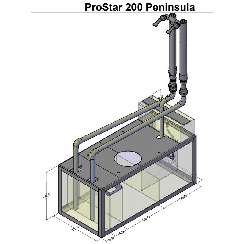 ProStar Rimless V2 200 Peninsula Aquarium sump dimensions