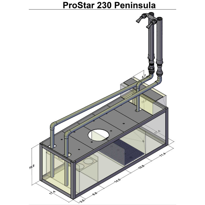 ProStar Rimless V2 230 Peninsula Aquarium sump dimensions