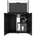 ProStar 90 Rimless Aquarium V2 black cabinet with doors open showing filtration system