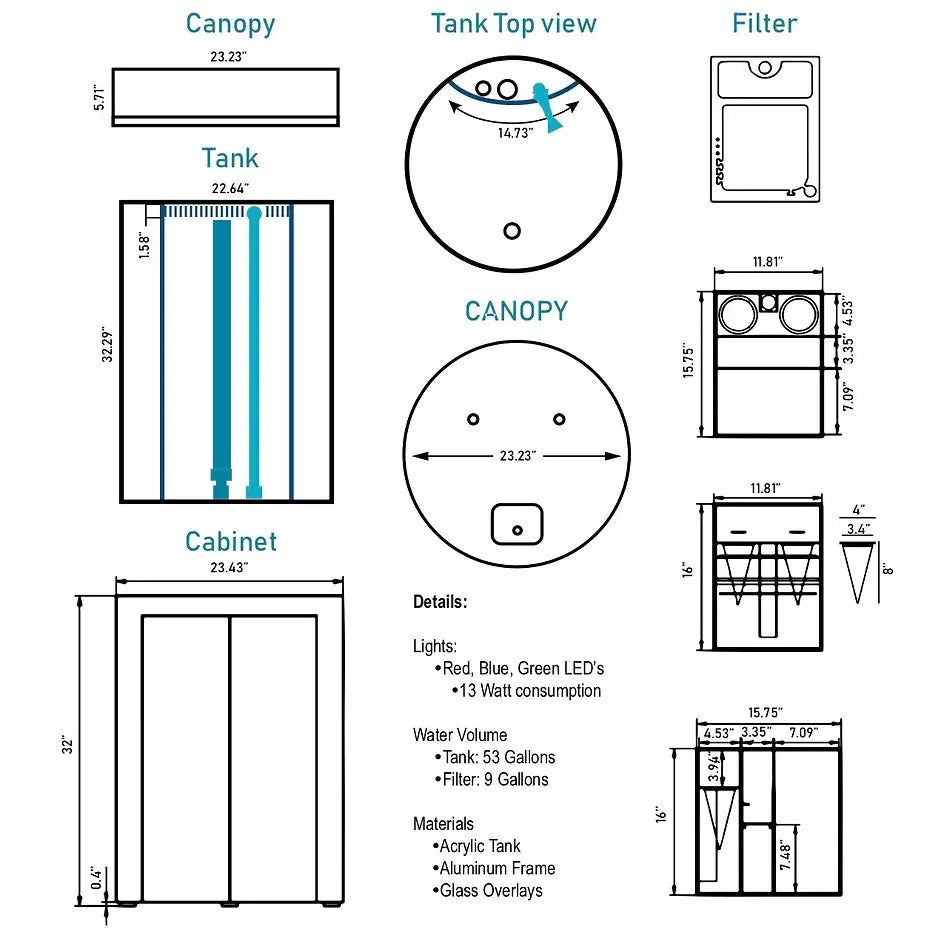 ProClear Cylinder 80 Acrylic Aquarium with Stand by Pro Clear Aquatic Systems