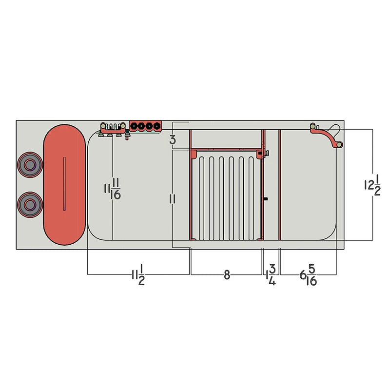 RedFlex 4-In-1 Sump 300 (37" x 14.5" x 16") by Pro Clear Aquatic Systems top view dimensions