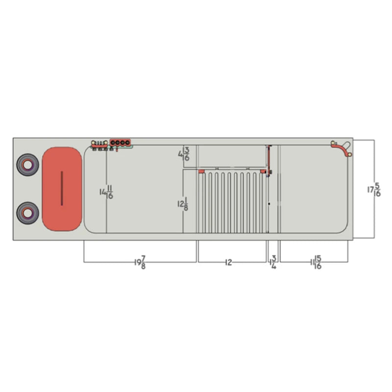 RedFlex 4-In-1 Sump 600 (60" x 18" x 20") by Pro Clear Aquatic Systems top view dimensions