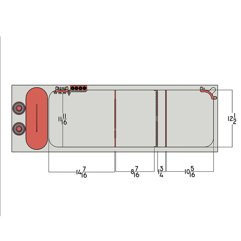 RedFlex Reef Sump 400 (45" x 14.5" x 16") by Pro Clear Aquatic Systems top view dimensions