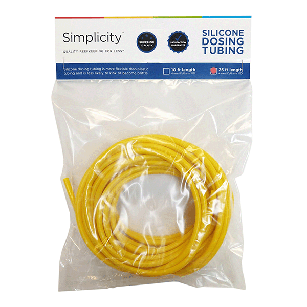 Simplicity Heavy-Duty Silicone Dosing Pump Tubing - Yellow - 25 Feet - packaging