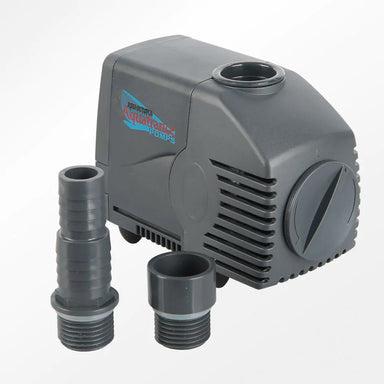 Reef Octopus Aquatrance 1500 water pump with fittings, angled view.