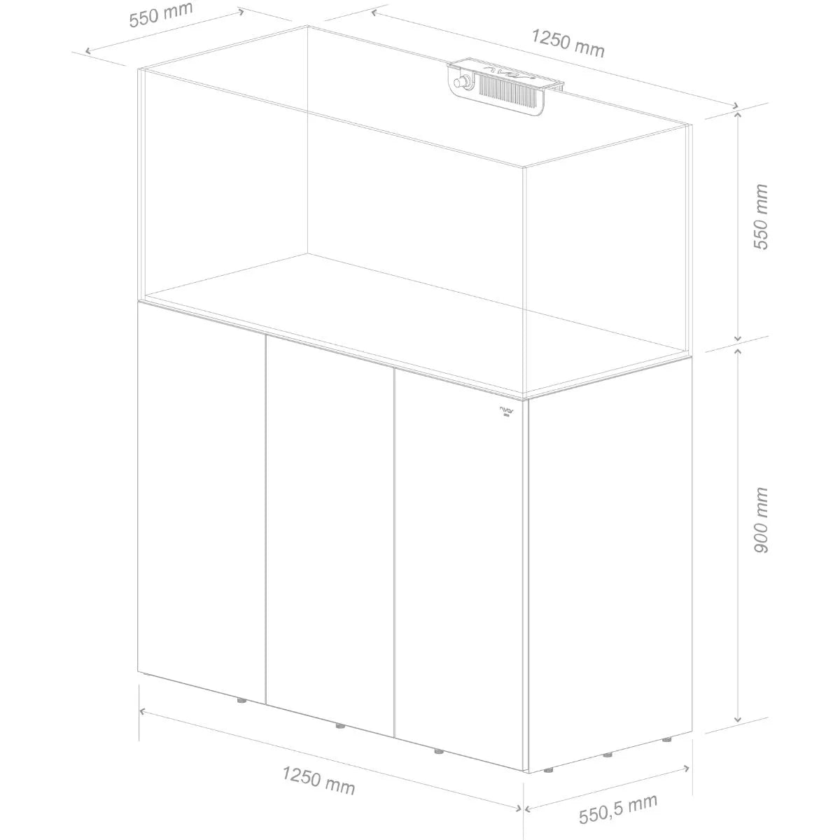 Nyos 100 Gallon OPUS G2 440 Aquarium w/ Slim-Line Cabinet (Grey) dimensions